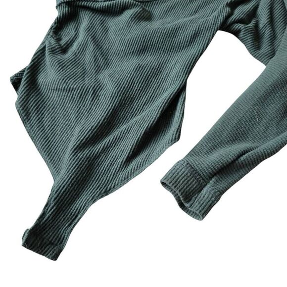 Free People Lovin’ This Feeling Bodysuit Women's Medium Green Knit Wrap Thermal - Picture 3 of 7